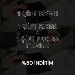 Siyah - Krem ve Pudra Pembe Kolluk (3 Çift)